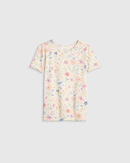 Bamboo Short Sleeve and Shorts Pajama Set - 2T / Lavender Hearts
