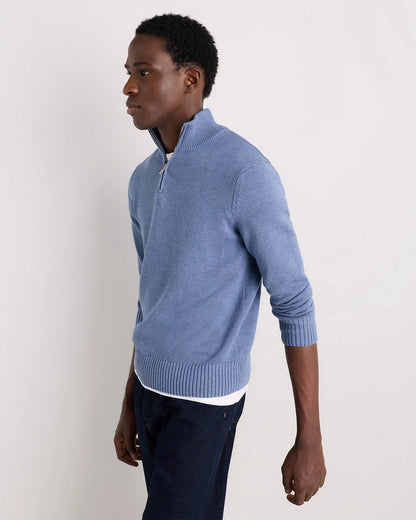 100% Organic Cotton Quarter-Zip Sweater - S / Moonstone Blue