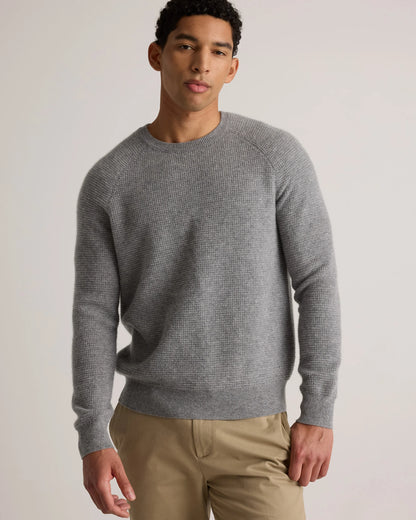 Mongolian Cashmere Waffle Sweatshirt - S / Faded Denim