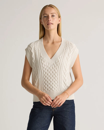 Australian Merino Wool Cable Sweater Vest - XS / Heather Grey