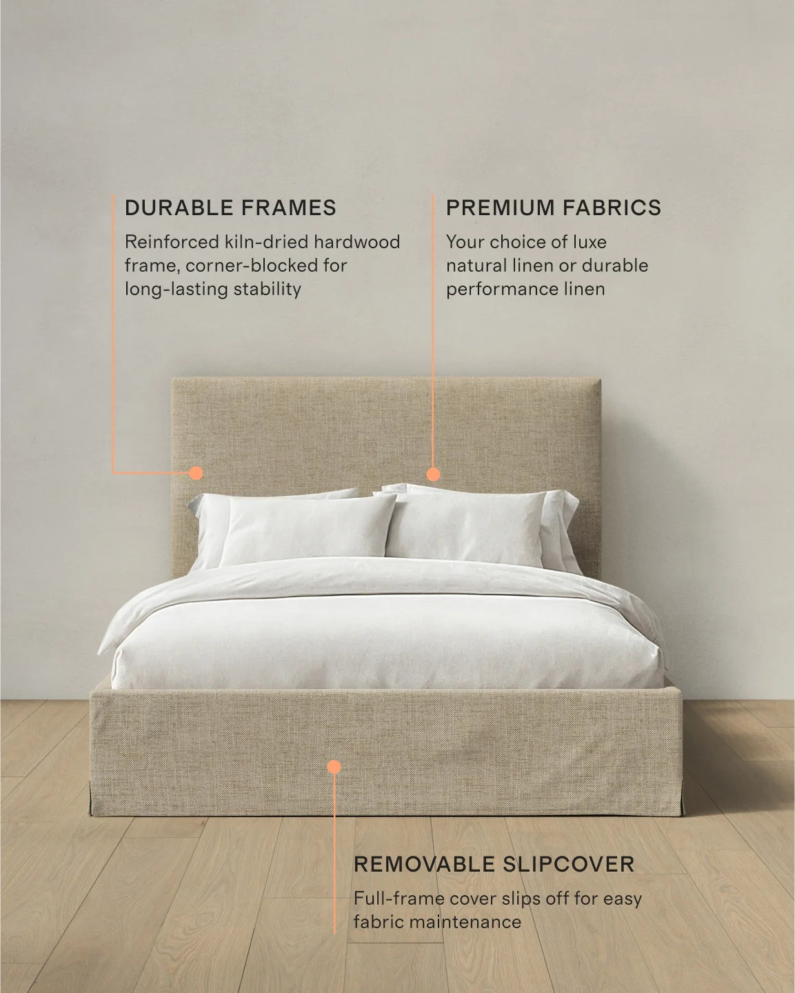 Slipcover Bed in 100% Linen - Full / Flax