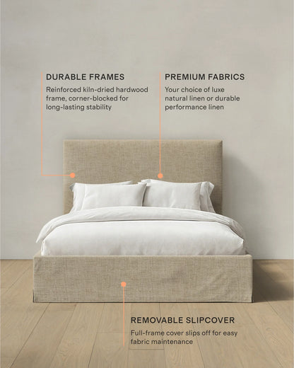 Slipcover Bed in 100% Linen - Full / Flax