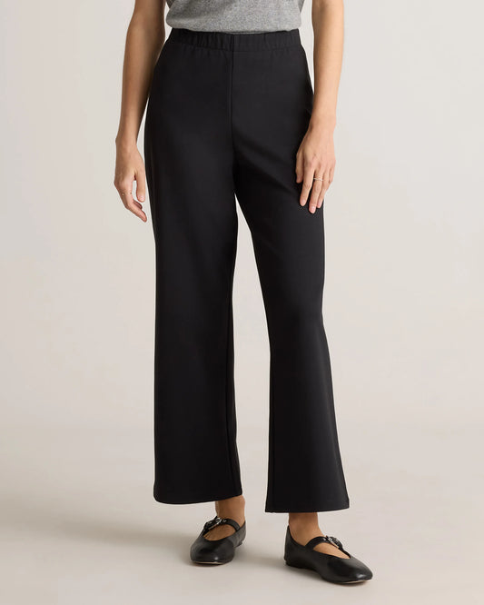 Organic Cotton Double Knit Wide Leg Pants - XS / Bold Black