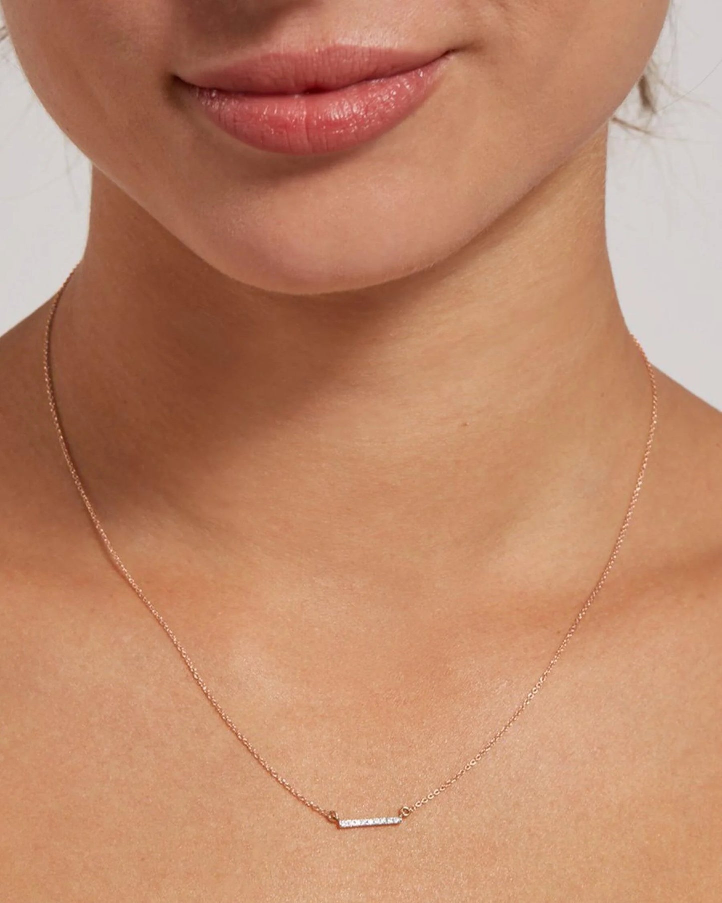 14K Gold Diamond Petite Bar Necklace - One Size / Yellow Gold