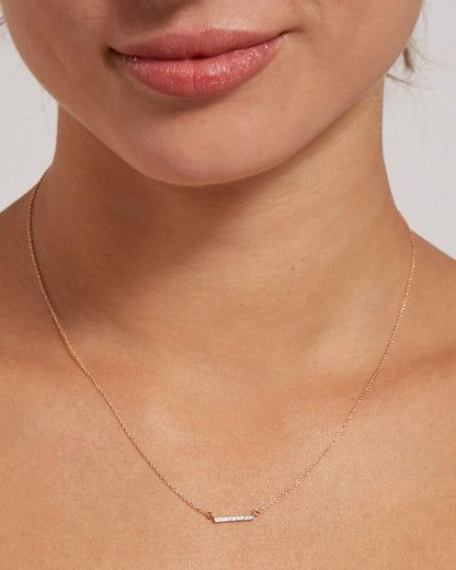 14K Gold Diamond Petite Bar Necklace - One Size / Yellow Gold