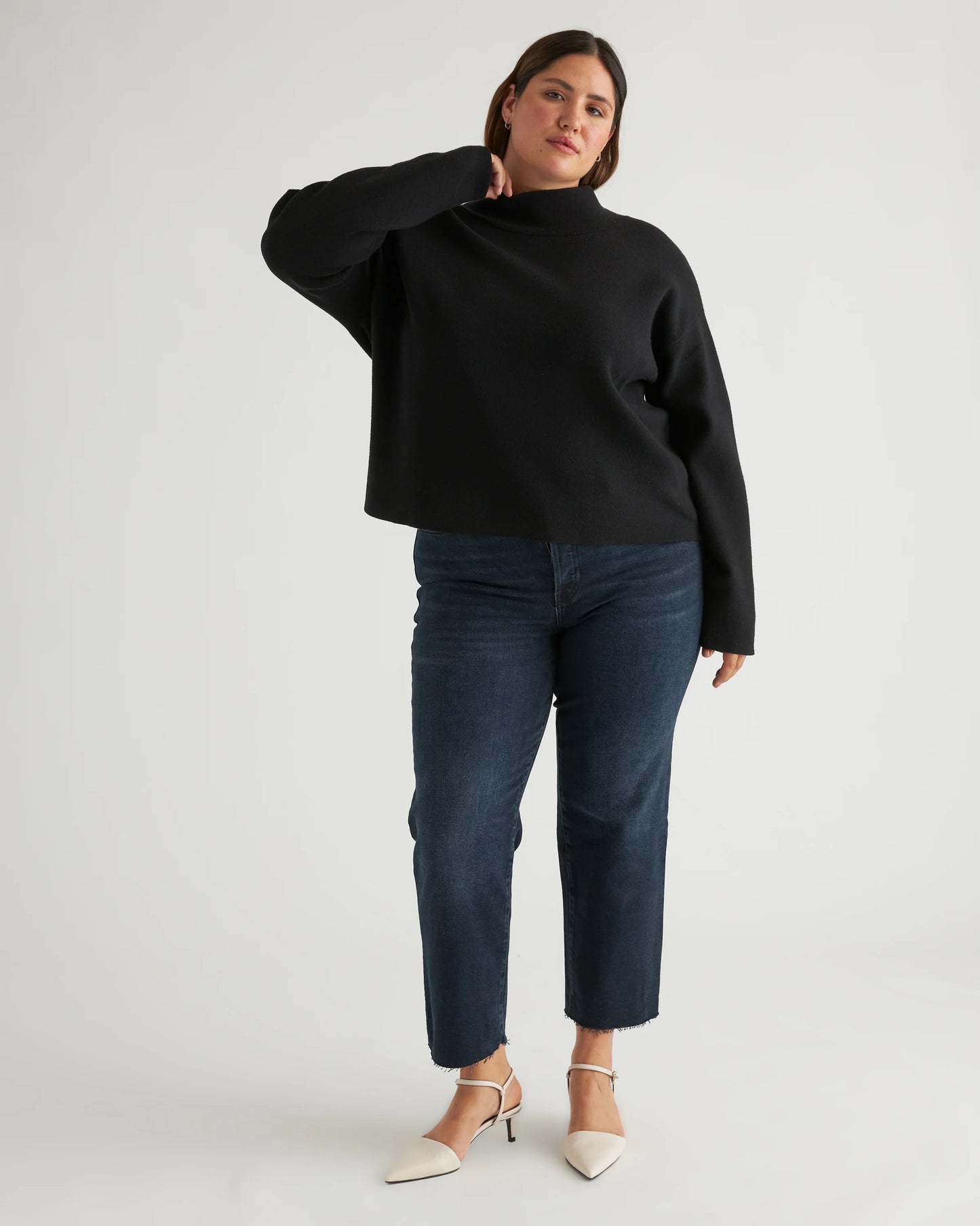 Eco-Knit Milano Stitch Mock Neck Pullover - XS / Warm Taupe