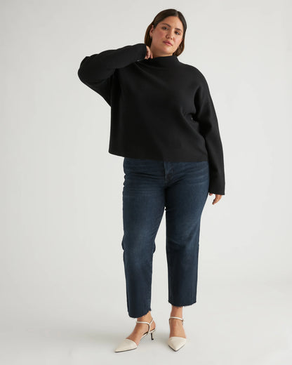 Eco-Knit Milano Stitch Mock Neck Pullover - XS / Warm Taupe