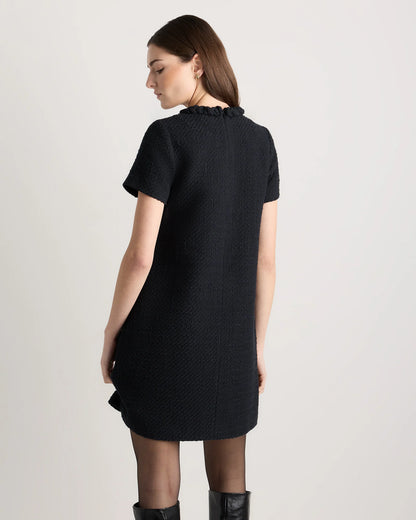 Tweed Short Sleeve Mini Dress - XS / True Black