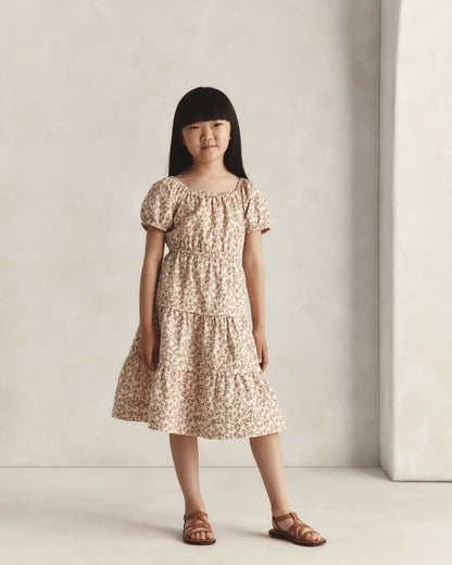 100% Organic Cotton Poplin Tiered Dress - 6 / Wildflower Botanical