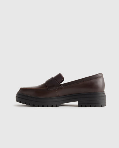 Italian Leather Lug Sole Loafer - 5 / Black