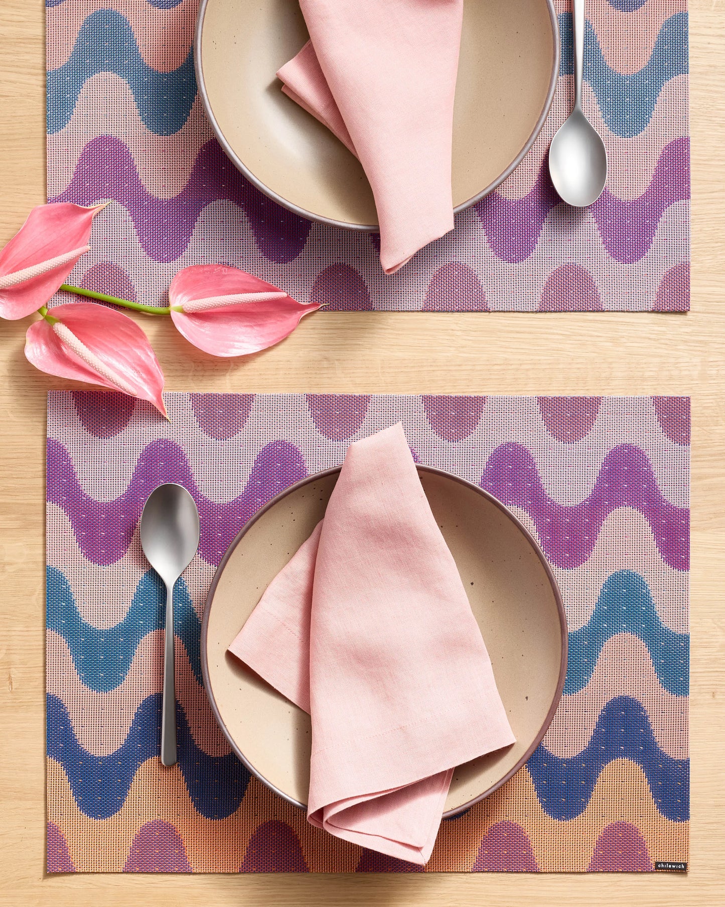 Wiggle Easy-Care Rectangular Placemat, Set of 4 by Chilewich - One Size / Heatwave