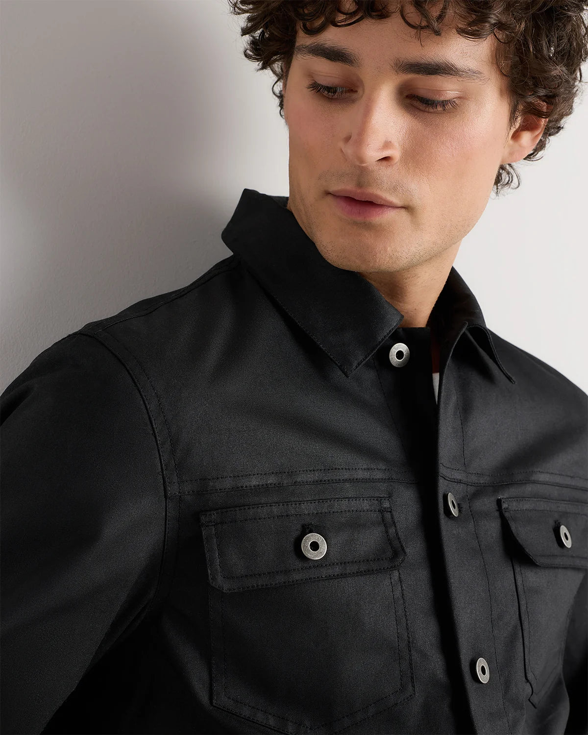 Organic Waxed Canvas Trucker Jacket - S / Black