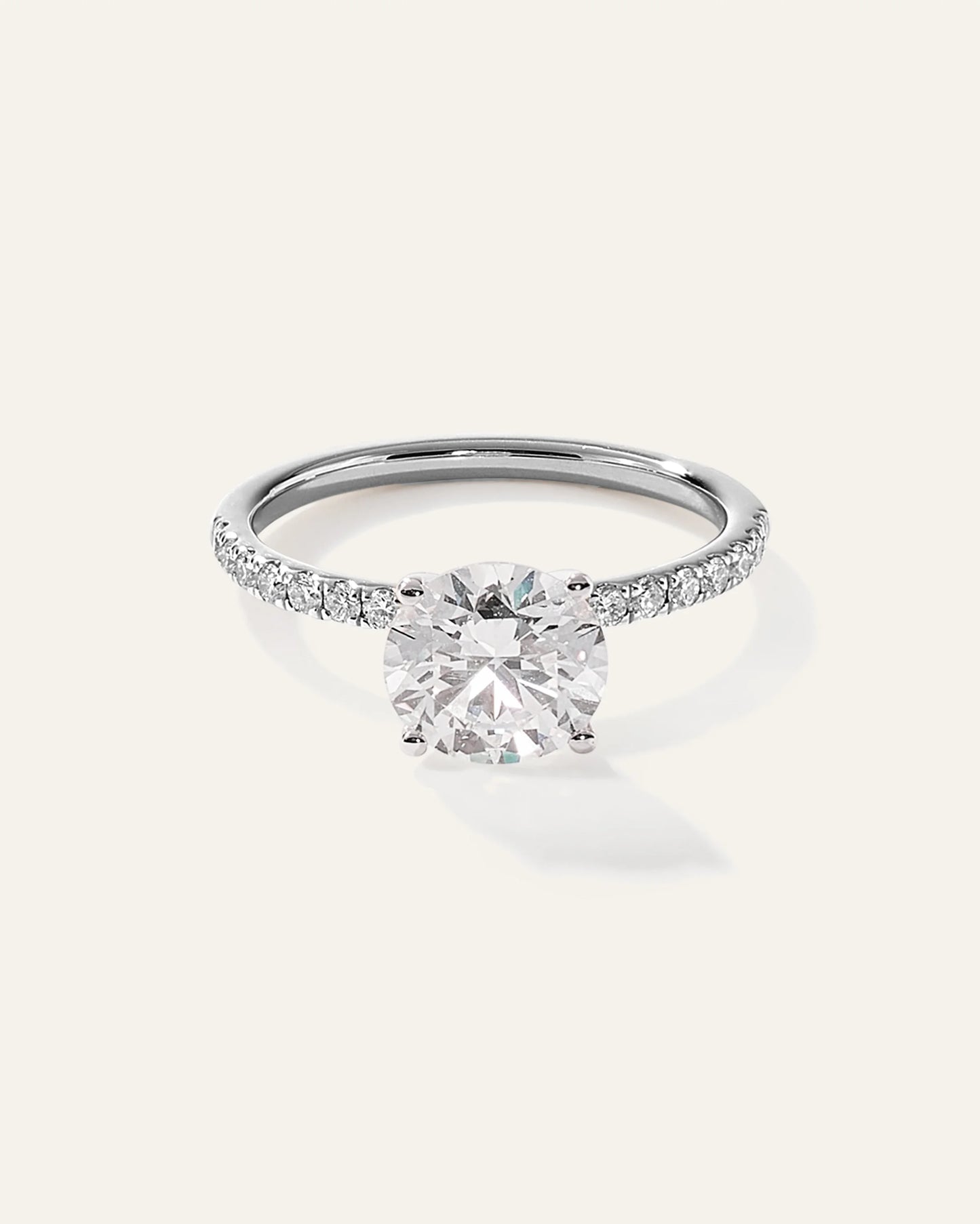 Lab Grown Diamond Round Petite Pave Engagement Ring - 2ct - 4 / Yellow Gold