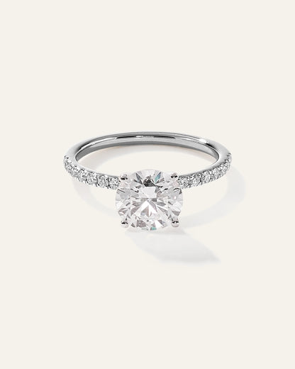Lab Grown Diamond Round Petite Pave Engagement Ring - 2ct - 4 / Yellow Gold