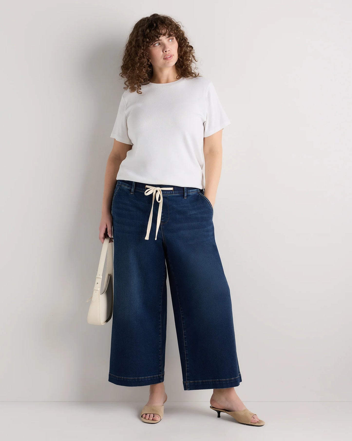 Mia Wide Leg Crop Jeans - 1X / Deep Sea Blue