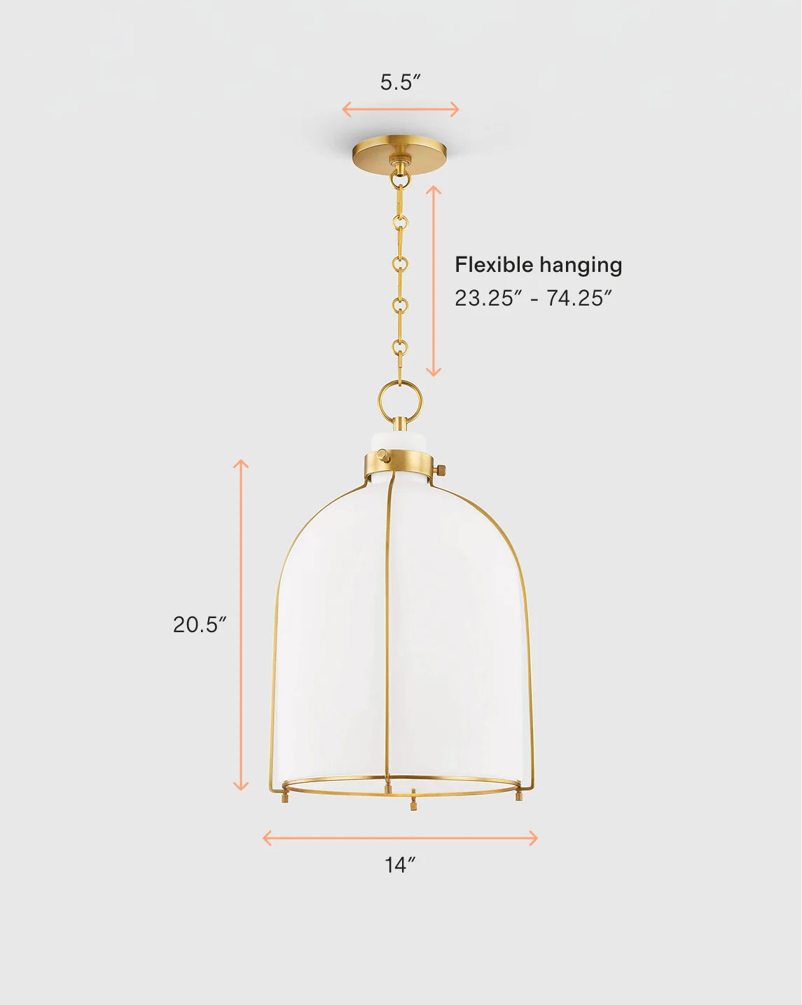 Iron and Opal Glass Bell Pendant Light - One Size / Brass