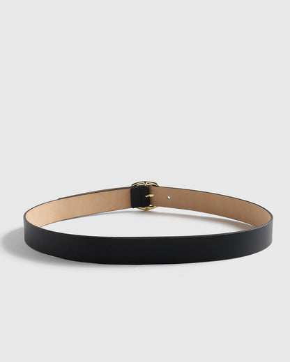 Zoe Sculptural European Leather Belt - XS / Black/Silver