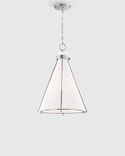 Iron and Opal Glass Conical Pendant Light - One Size / Brass