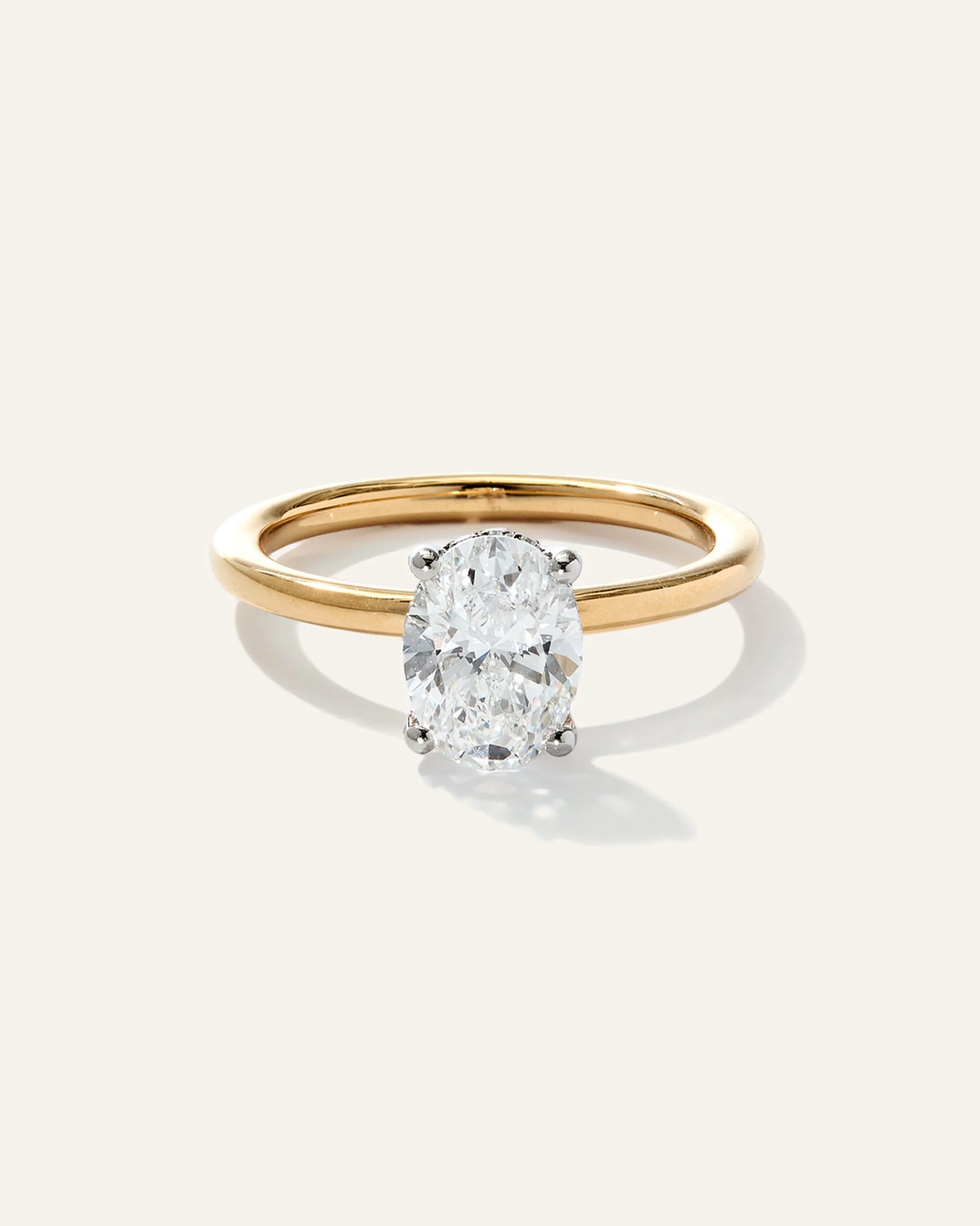 Lab Grown Diamond Oval Petite Hidden Halo Engagement Ring - 1.5ct - 4 / Yellow Gold
