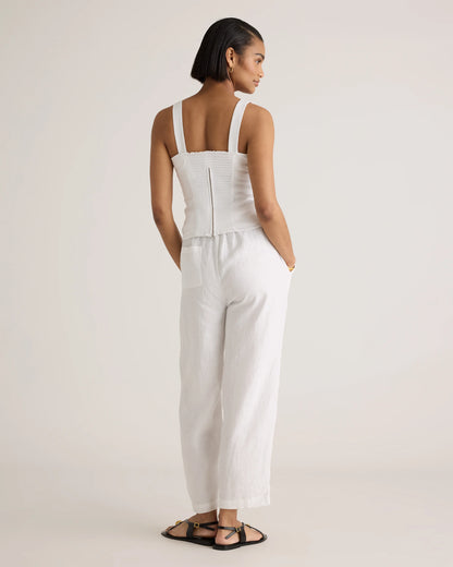 100% European Linen Fitted Tank - XS / Moonstone Blue