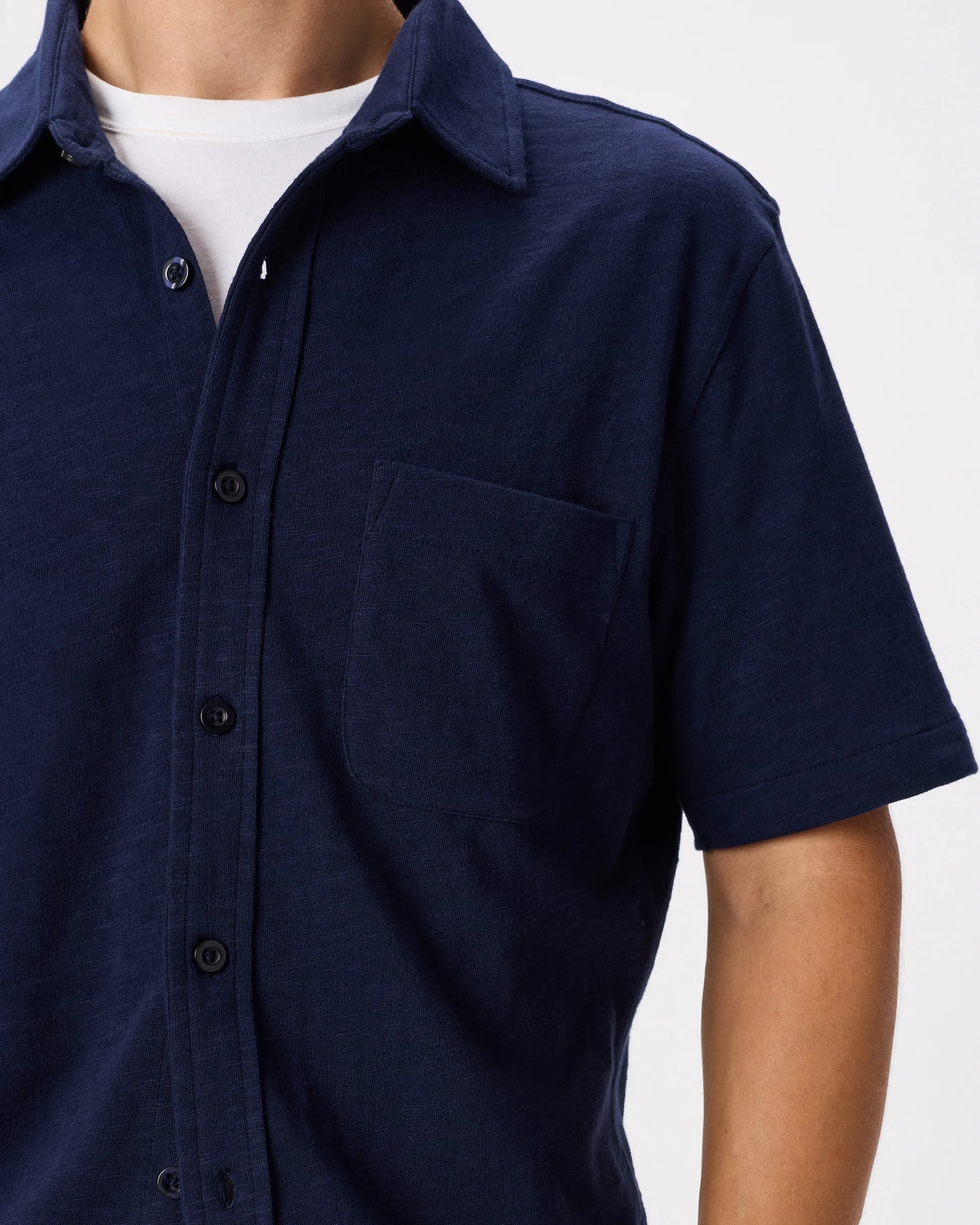 100% Organic Cotton Slub Short Sleeve Button Up Shirt - S / Heather Grey