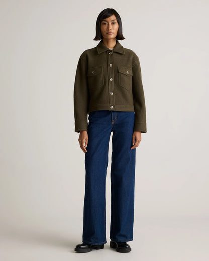 100% Merino Wool Cropped Shirt Jacket - XS / Mulled Wine