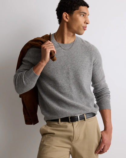 Mongolian Cashmere Waffle Sweatshirt - S / Faded Denim