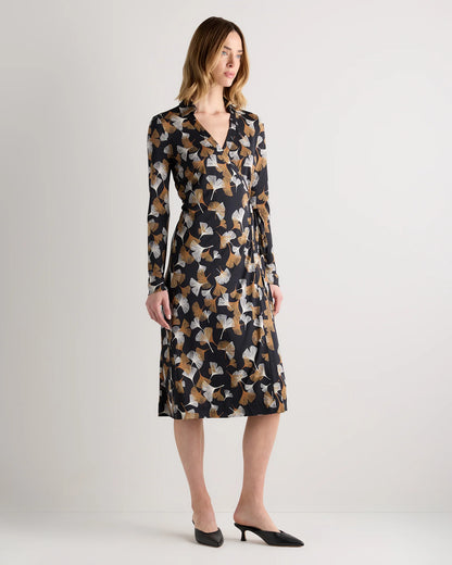 100% Silk Jersey Midi Wrap Dress - XS / Crimson Prism