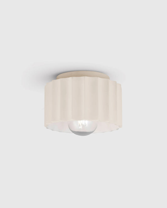 Scalloped Ceramic Flush Mount / Sconce - 8" / Natural