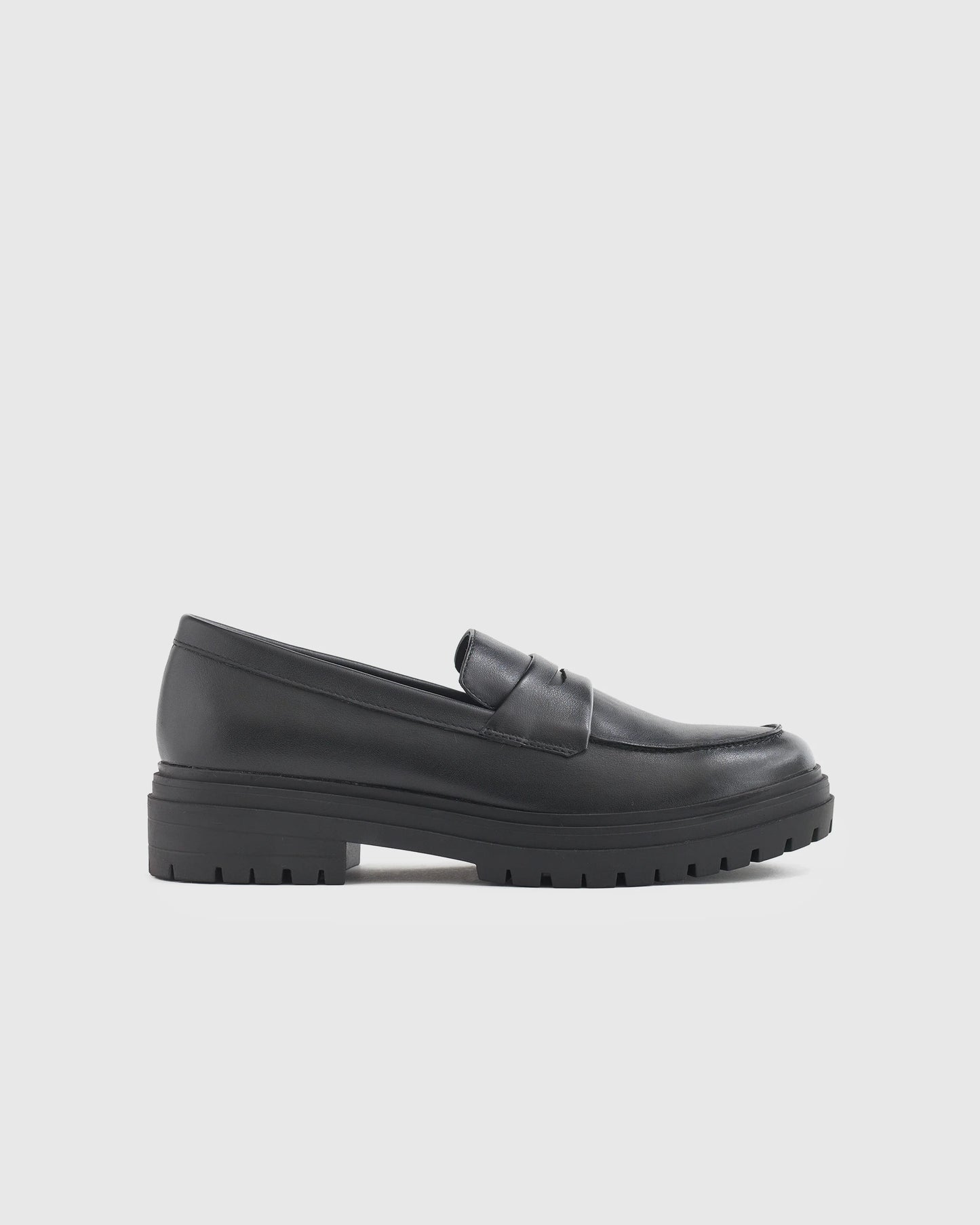 Italian Leather Lug Sole Loafer - 5 / Black