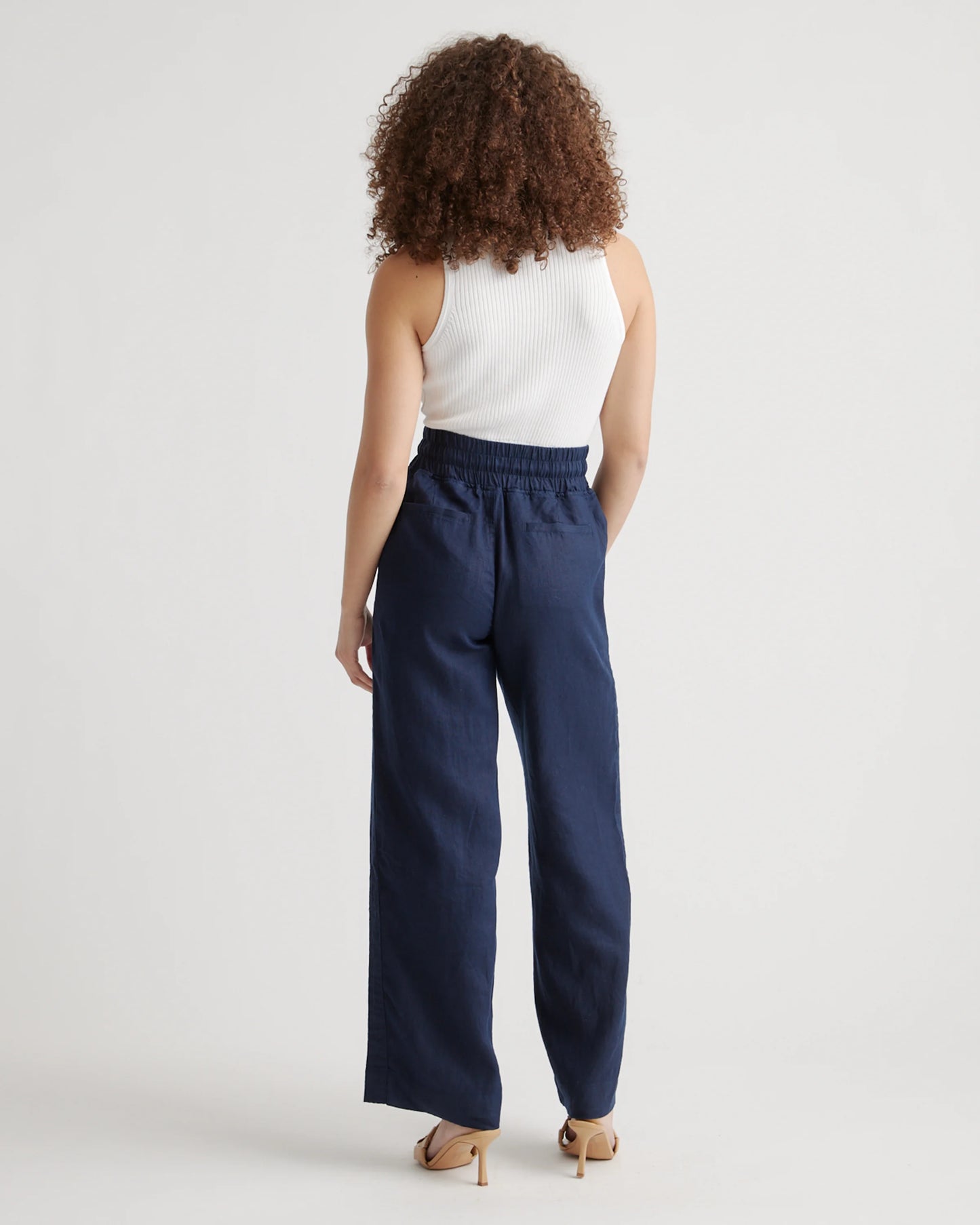 100% European Linen Wide Leg Pants - XS / Bayberry Olive