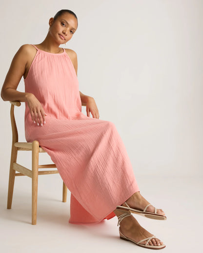 100% Organic Cotton Gauze Sleeveless Maxi Dress - XS / Spiced Orange