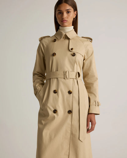 Comfort Stretch Long Trench Coat - XS / Dark Khaki