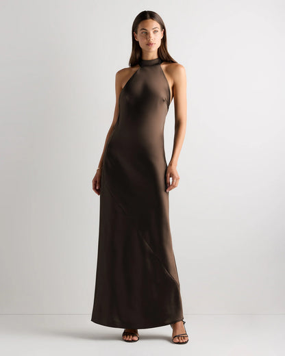 Catalina Stretch Satin Dress - 0 / Garden Sage Green