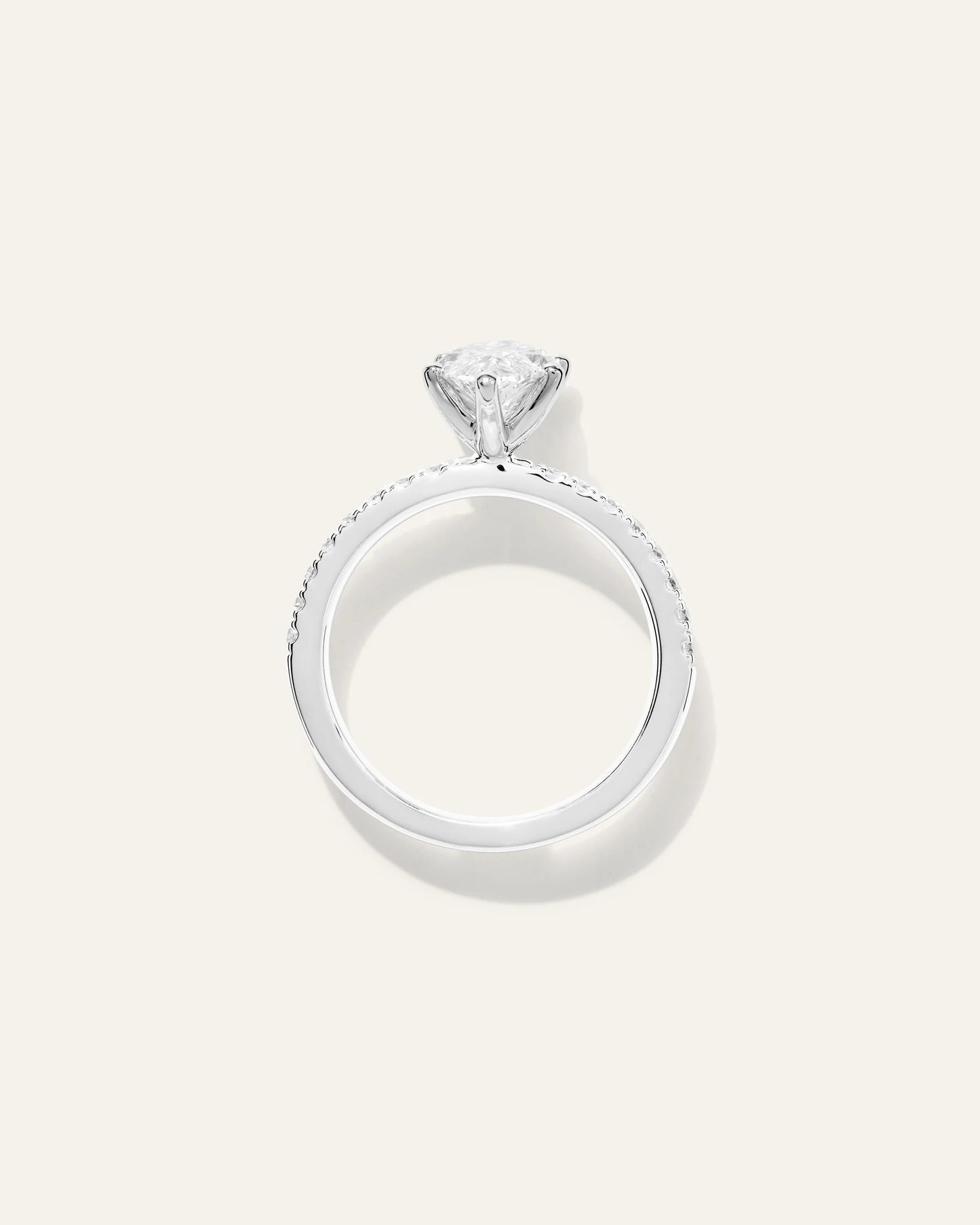 Lab Grown Diamond Marquise Petite Pave Engagement Ring - 2ct - 4 / Yellow Gold