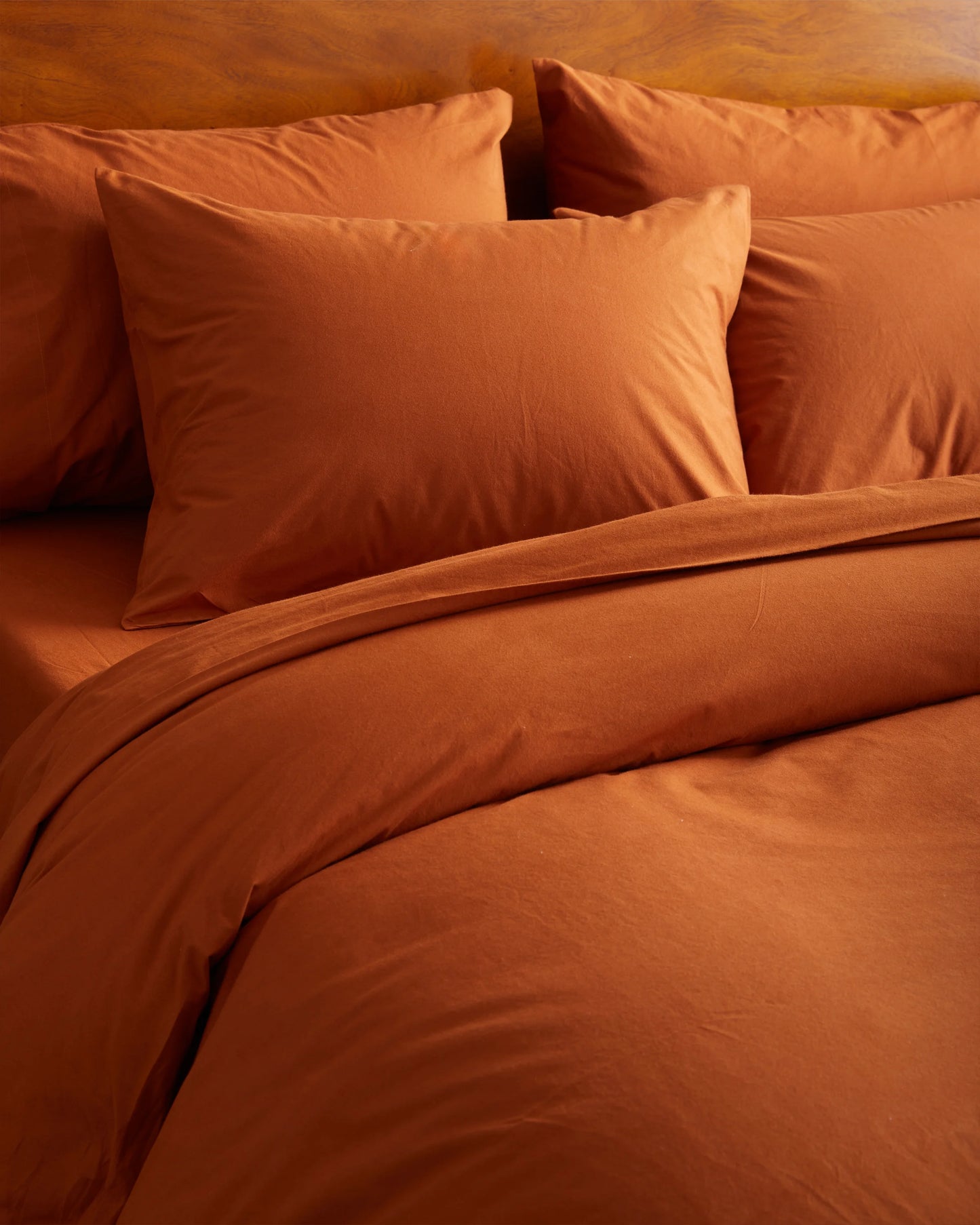 Organic Brushed Cotton Duvet Cover Set - Twin / Toffee