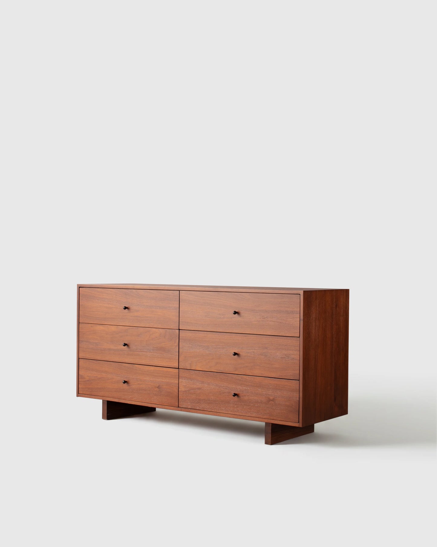 Solid Wood Platform 6-Drawer Dresser - One Size / Walnut Brown