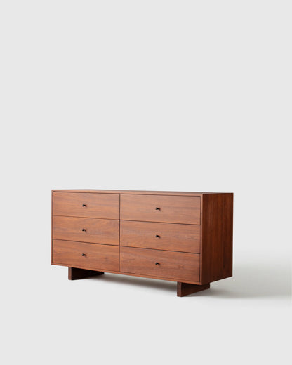 Solid Wood Platform 6-Drawer Dresser - One Size / Walnut Brown