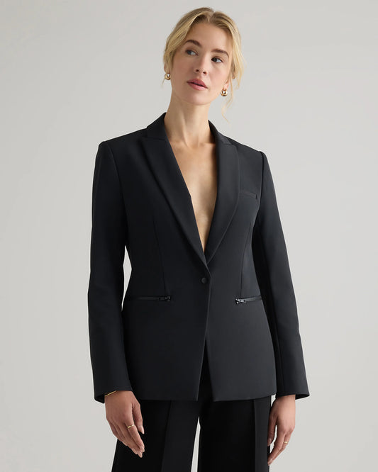 Scuba Single-Breasted Convertible Blazer - XS / True Black