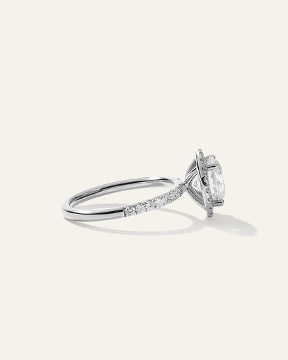 Lab Grown Diamond Round Halo Pave Engagement Ring - 2ct - 4 / Yellow Gold