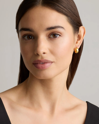 14K Gold Wide Huggies - One Size / Yellow Gold