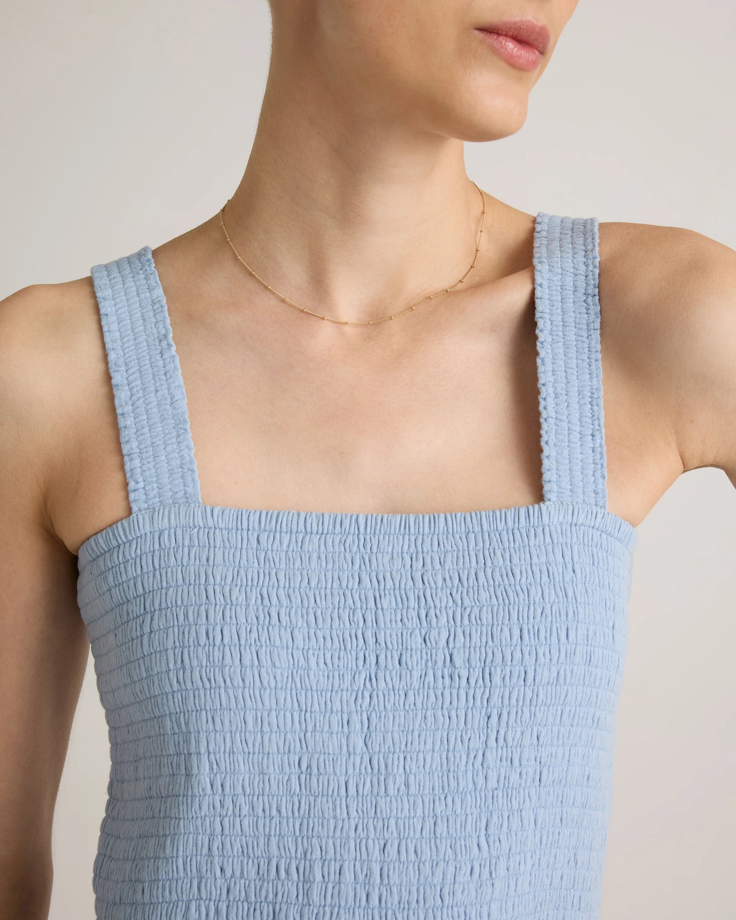100% Organic Cotton Gauze Smocked Sleeveless Maxi Dress - XS / Ocean Breeze