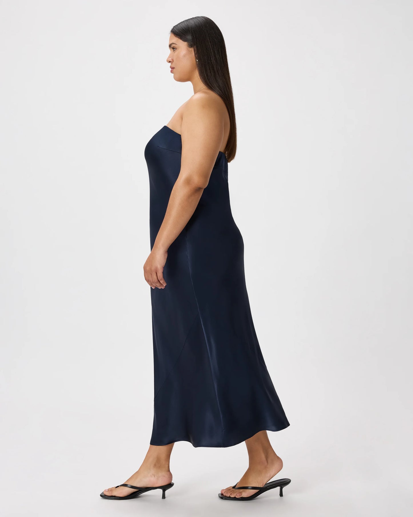 100% Washable Silk Strapless Midi Dress - XS / Hot Fudge