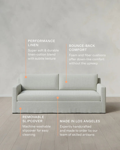 Ellery Slipcover Sofa in Performance Linen - 7ft / Sand