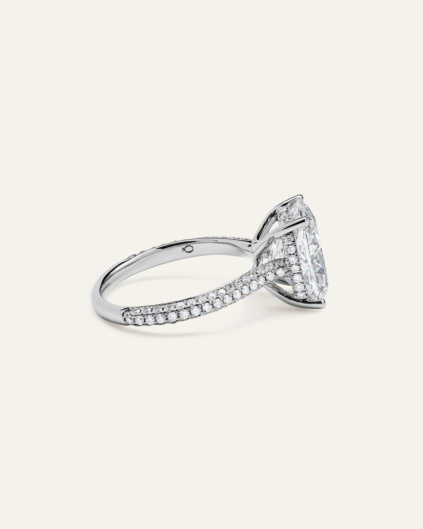 Lab Grown Diamond Elongated Cushion Pave Cathedral Engagement Ring - 5ct - 4 / Yellow Gold