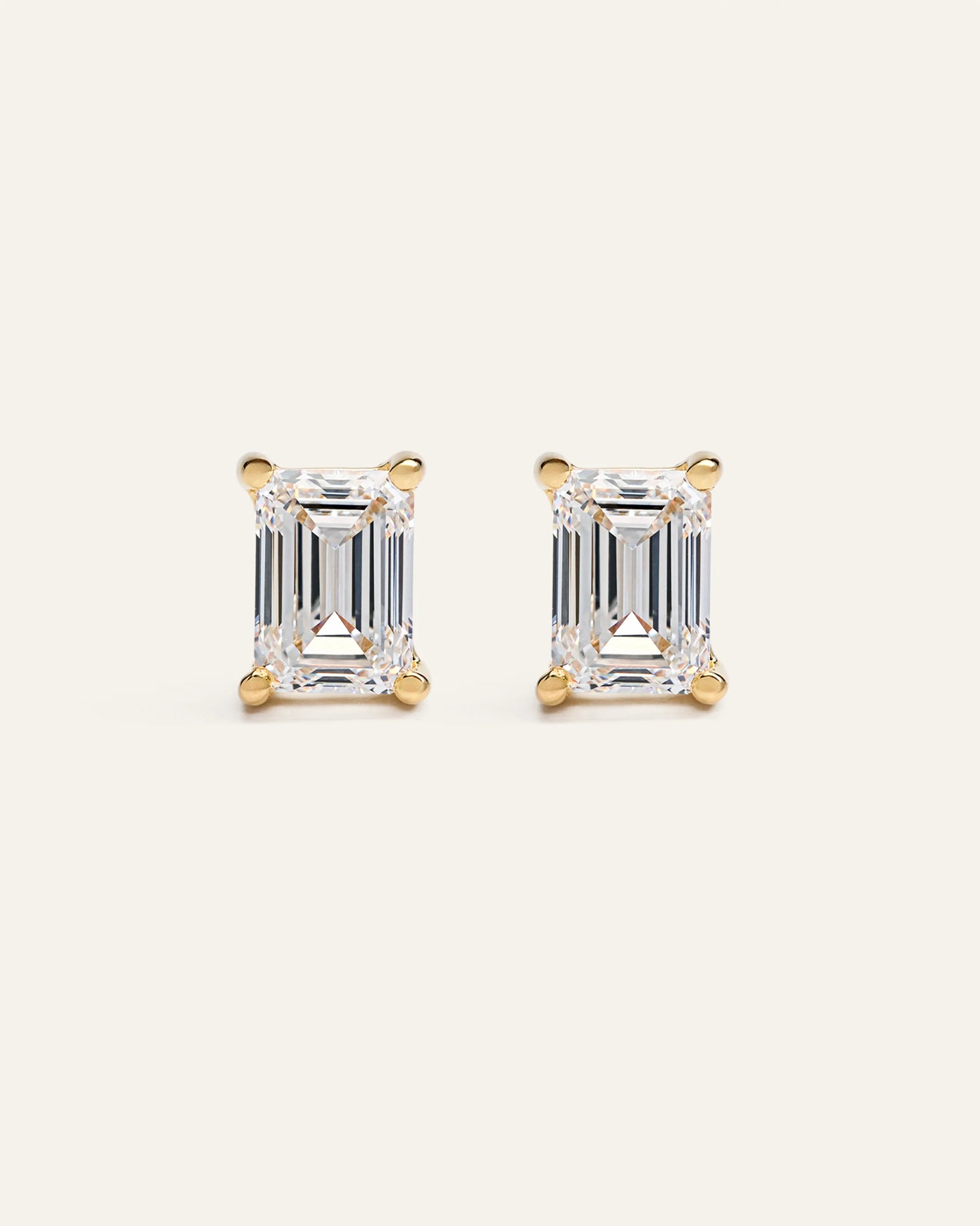 14K Gold Lab Grown Diamond Statement Emerald Studs - 6ctw - One Size / Yellow Gold