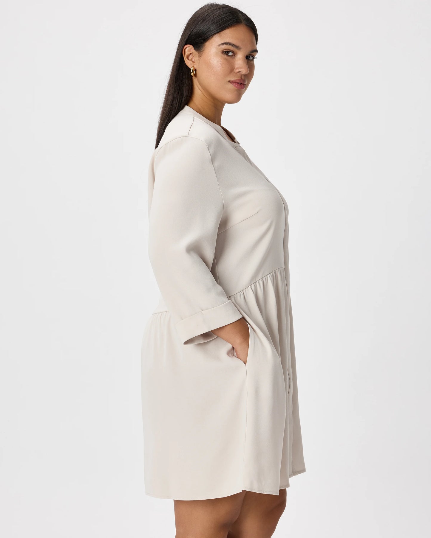 Fluid Crepe Shirt Dress - XS / Wine Tasting Red