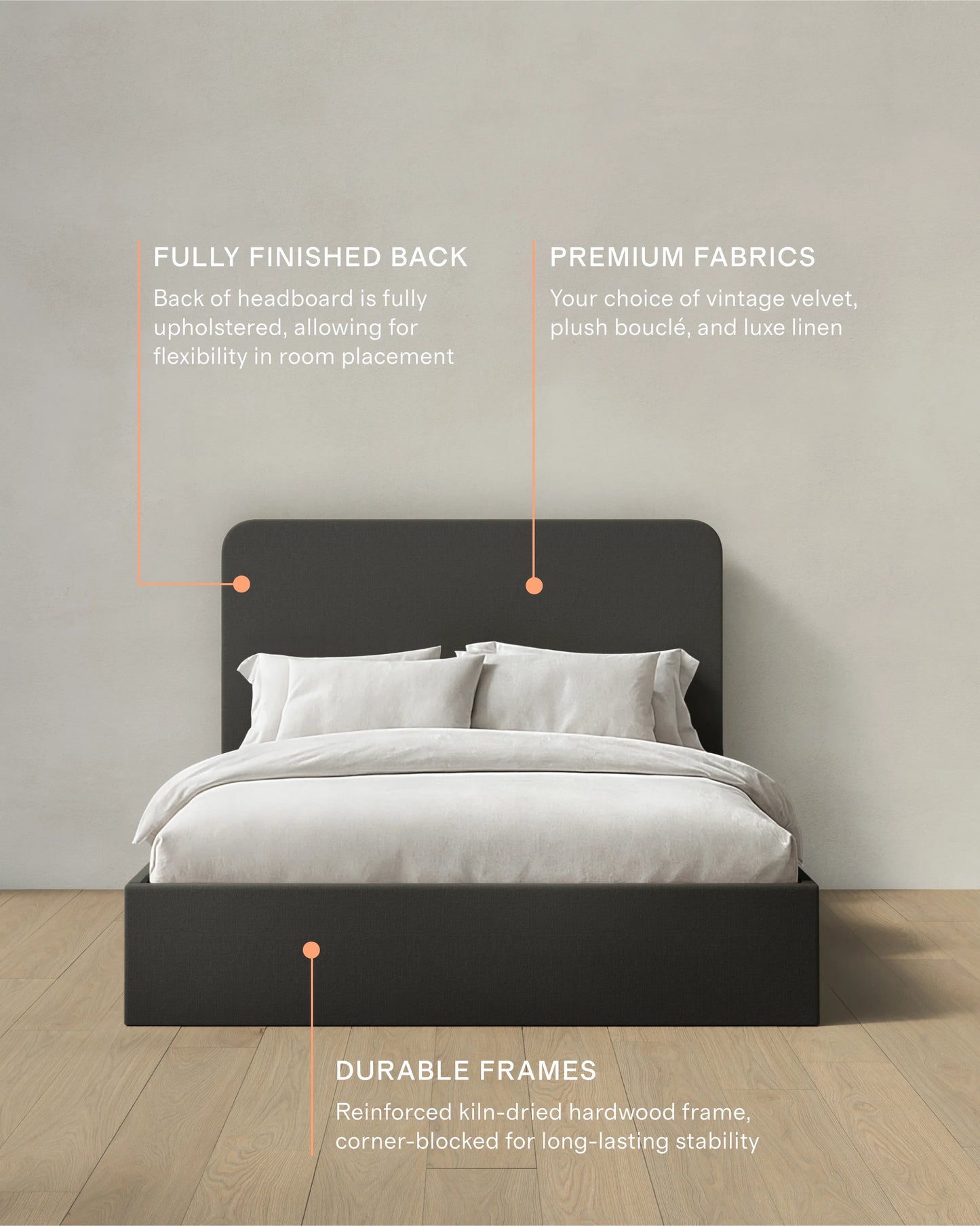 100% Linen Curved Bed - Full / Canvas