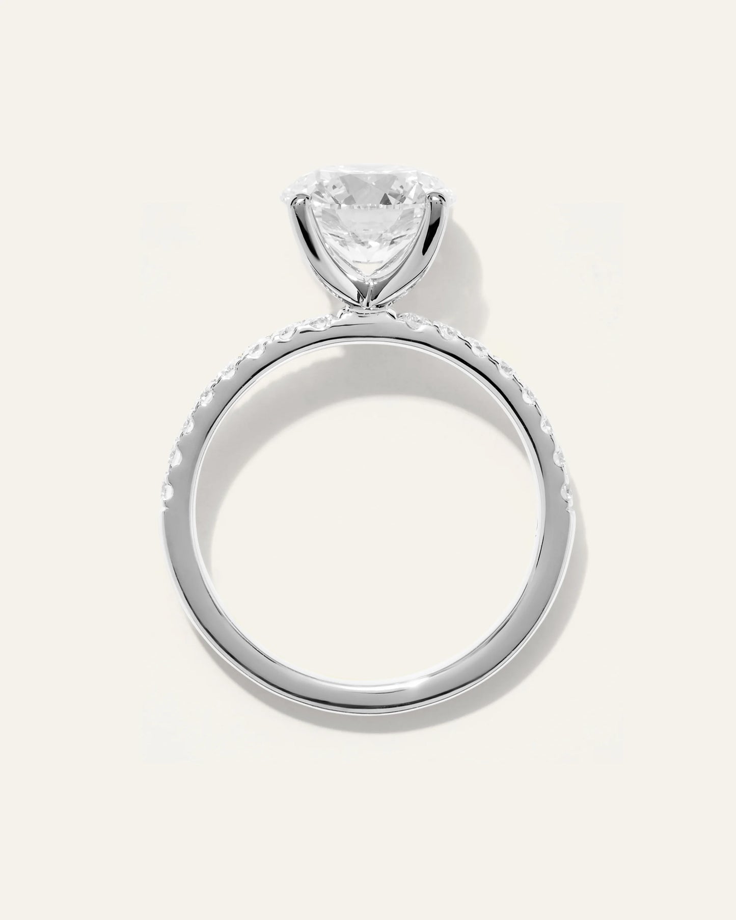 Lab Grown Diamond Round Petite Pave Engagement Ring - 2.5ct - 4 / Yellow Gold