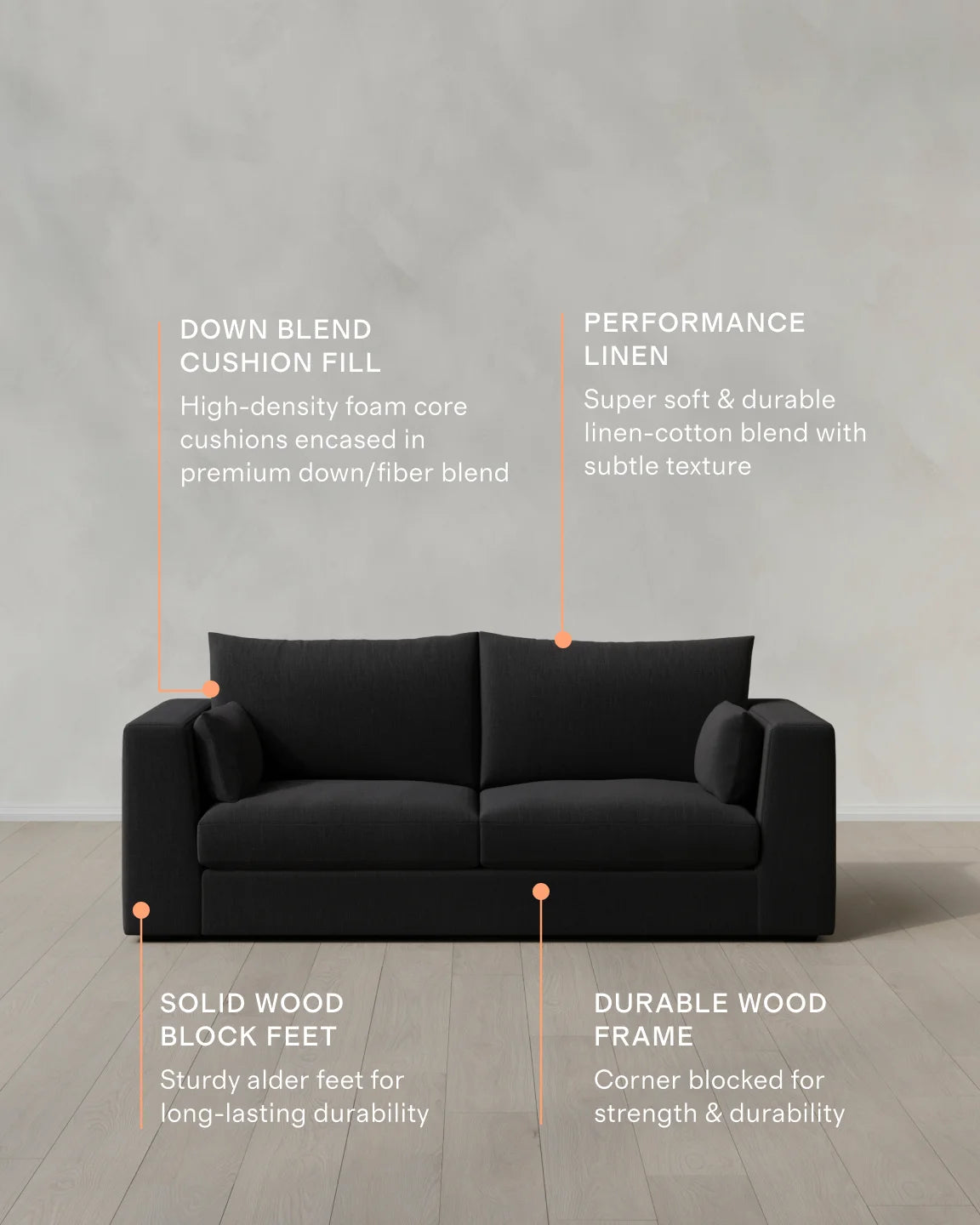 Oasis Sofa in Performance Linen - 7ft / Pearl